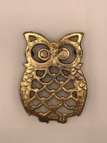 Vintage Metal Owl Trivet Coaster Hot Plate Mid Century Taiwan Made Wall Decor SM - Bild 3 von 6