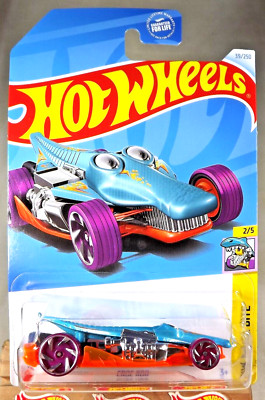2024 Hot Wheels #39 HW Mega Bite 2/5 CROC ROD Teal-Orange w/Red Wheels RA Spokes