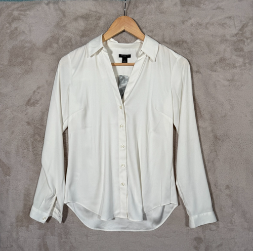 Ann Taylor Button Down Shirt Womens Size XS White