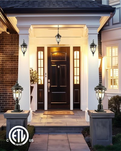 VIANIS Dusk to Dawn Outdoor Post Light with Pier Mount Base Waterproof Lamp Post - Picture 8 of 9