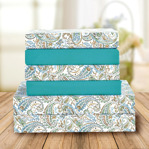Elegant Comfort Amelia Paisley Printed 6-Piece Sheet Set, Deep Pocket 1500 Premi - Picture 2 of 12