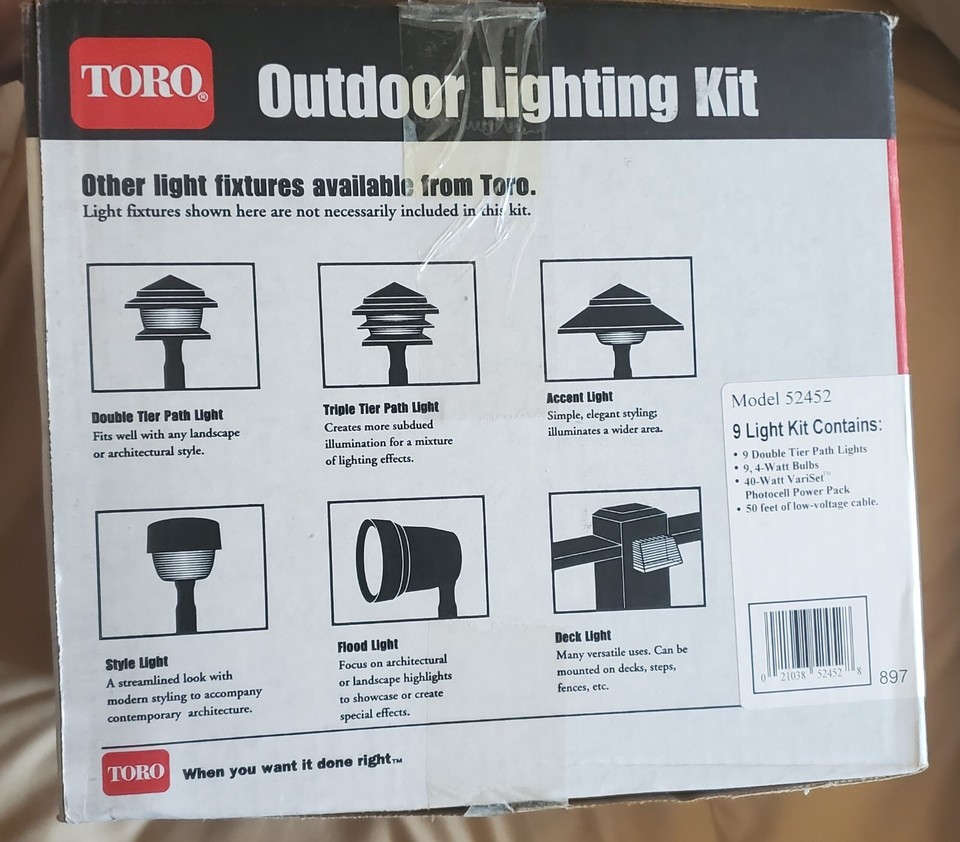 Toro Outdoor Lighting Kit Low Voltage Landscape 9 Lights Model 52452