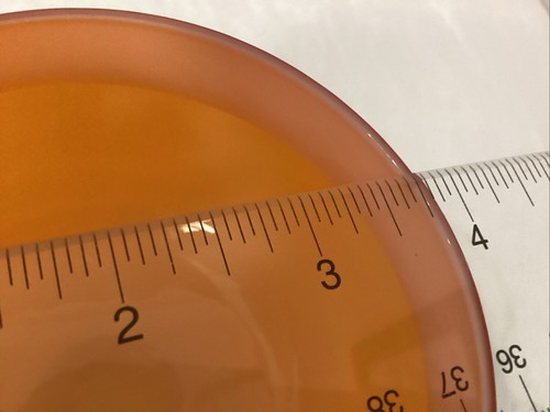 MCM Empoli Studio Art Candy Dish - Bright Orange with White Inside & Clear Stem - Picture 9 of 11