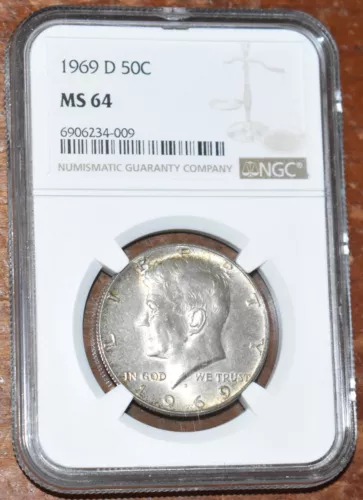 USA 1969D JFK Silver Clad Half Dollar - NGC MS 64 - Classic 50c U.S. Unc Coin