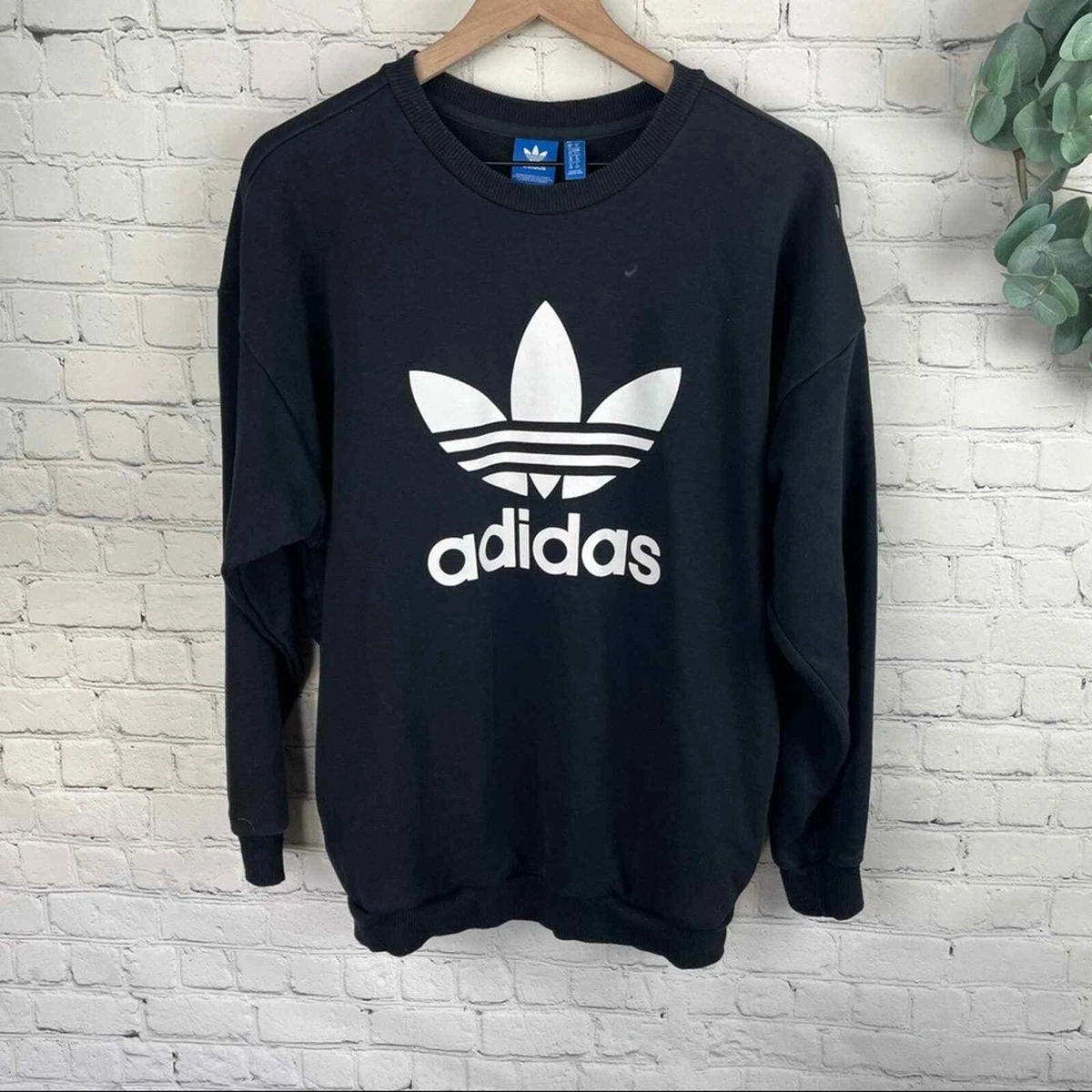 Adidas Originals Trefoil Sweatshirt Black White Size small | eBay