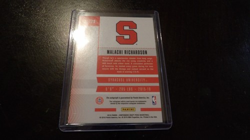 2016 Contenders Basketball Draft Ticket Malachi Richardson Rookie Auto Card /99 - Picture 3 of 3