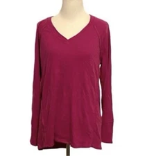 Wildfox Waffle Knit Thermal Top Haley Womens Size Small Pink Long Sleeve V Neck