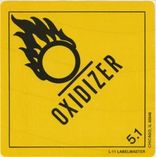 Class 5, "5.1 Oxidizer" DOT Transportation Hazard Label Sticker, 4"