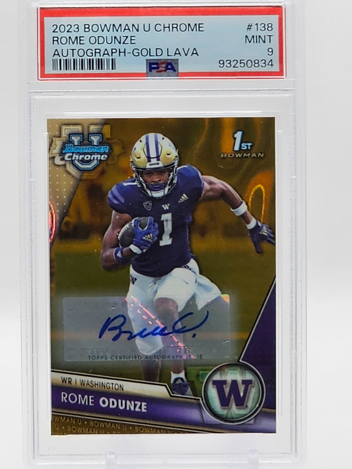 2023 Bowman U Chrome Rome Odunze Gold Lava Auto # 1st on print / 50