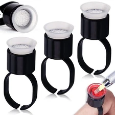 Ink Ring Cups Pigment Rings Microblading Pigment Glue Rings with Sponge Ink Cups
