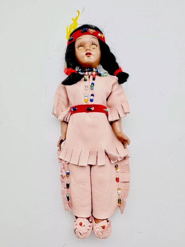 Mixed Lot Vintage Native American Doll, Sleepy Eyes, LEATHER Doll Moccasins 7.5” - Picture 6 of 17