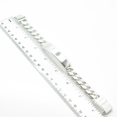 Vintage Mexican Silver 925 Bracelet② 925 Sterling Silver Vintage Mexico Solid 96.9g ID Cuban Link