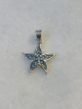 Wildthings Sterling Silver Starfish Pendant w/Faceted Aqua Crystal Stones