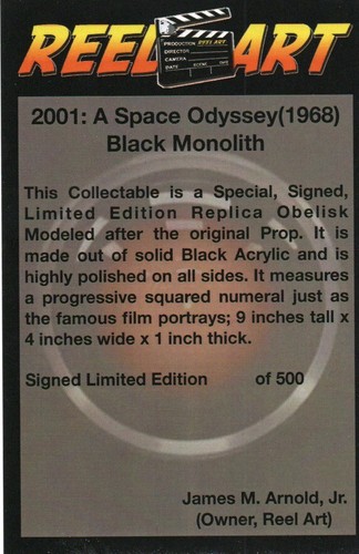 2001: A Space Odyssey, Black Alien Monolith, Obelisk, Black Acrylic, Plaque - Picture 11 of 11