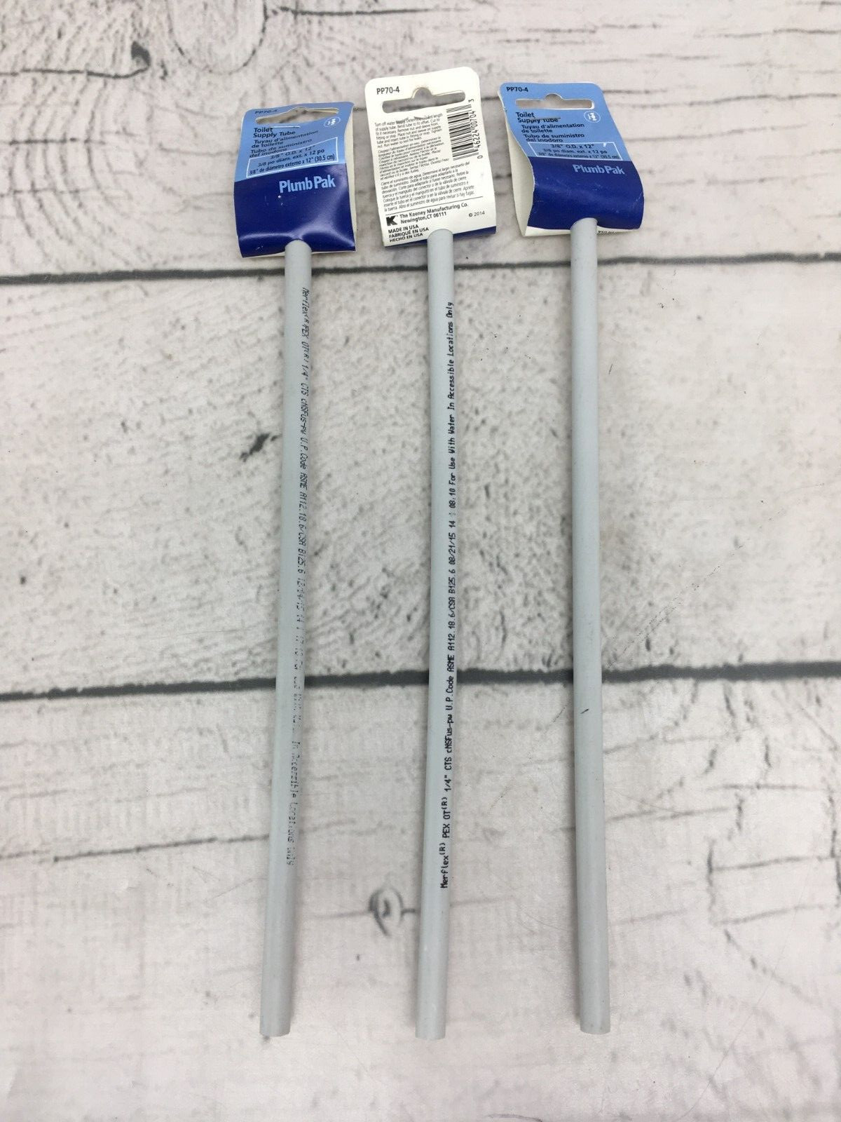 Lot of 3 ~ Plumb Pak PP70-4 Poly Supply Toilet Tube, 3/8 x 12"