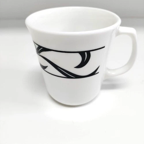 Corelle Corning Lyrics Coffee Cup Tea Mug Black Swirl White Vintage