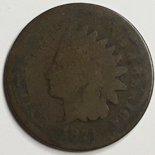 1871 United States Indian Head Cent - About Good (AG) Bold "N" KM#90a - 5004-PC