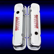 Valve Covers Tall For Pontiac 400 Engines Chrome With 400 Emblem Red