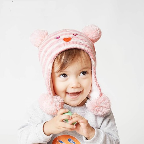 Toddler Kids Infant Winter Hat Boys Girls Ear flap Knit Warm Cap Fleece Beanie - Picture 11 of 154