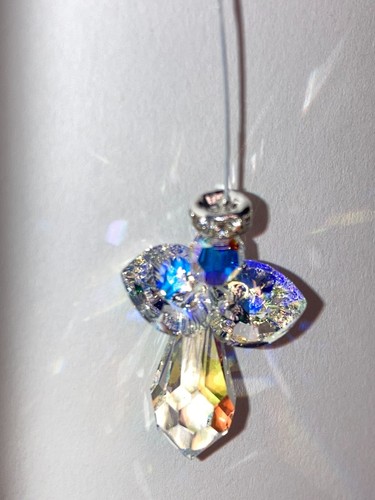 Christmas Angel handmade ornament, made with Clear AB Swarovski Crystal beads - Picture 2 of 2