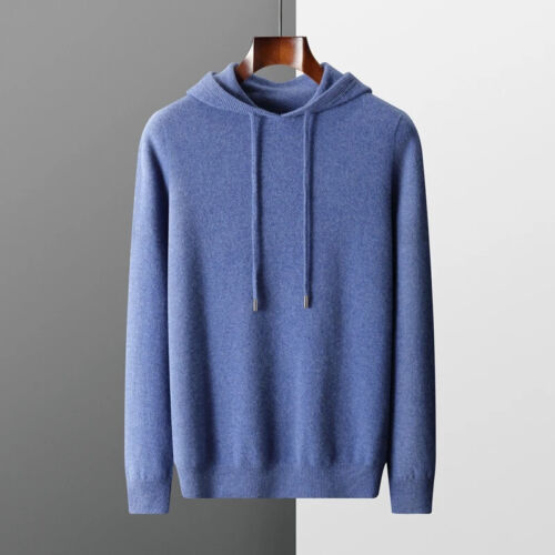 Men's female cashmere One-piece ready-to-wear Hoodie 100% Merino Wool Knitted - Picture 19 of 32