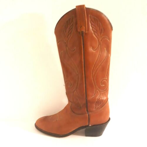 Women's ACME Leather Cowboy Boots Size 6 M Brown Western Made in USA - Picture 4 of 12