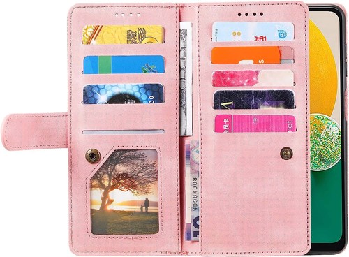 Wallet Case for Samsung Galaxy A14 5G 4G 9 Card Holder Slot Zipper Leather cover - Picture 35 of 49