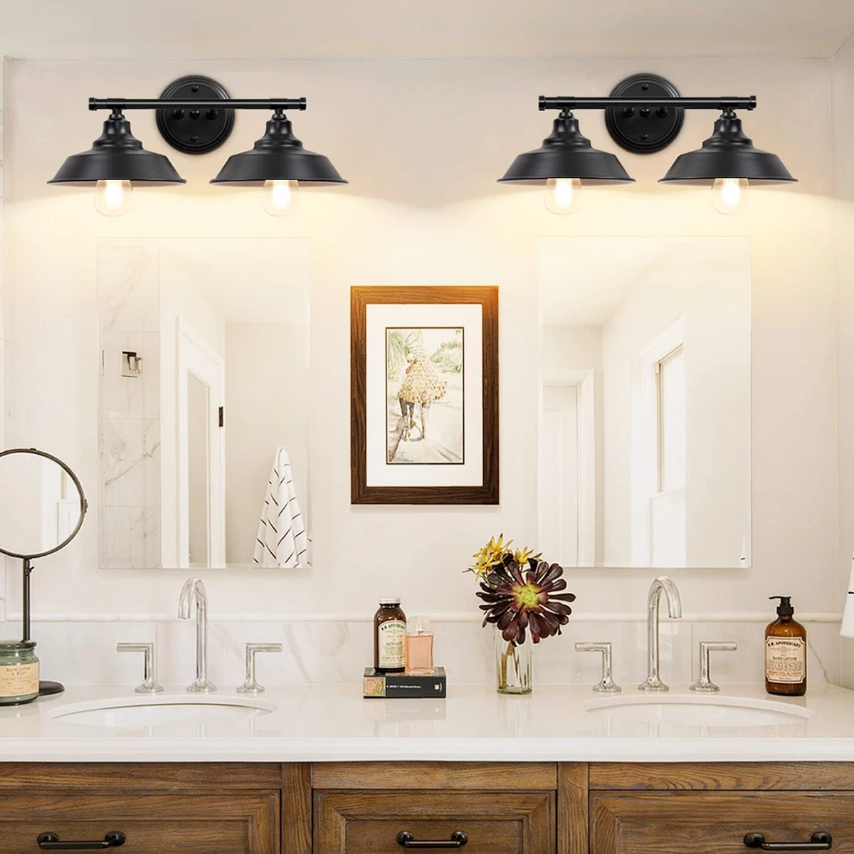 Farmhouse Bathroom Vanity Light Fixtures Black, Metal Bathroom Lights over  Mirro