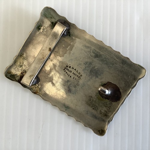 Renalde Belt Buckle Solid Nickel Silver Cowboy Revolver Denver Co - Picture 3 of 12