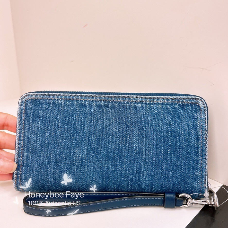 カジュアル♪【Coach】★Long Zip Around Wallet In Denim★ NWT Coach Long Zip Around Wallet In Signature Chambray CH369