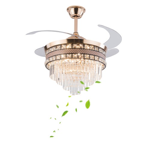 42 Inch Ceiling Fan Light Chandeliers LED Hanging Pendant Lamp Fixture W/Remote - Picture 9 of 19