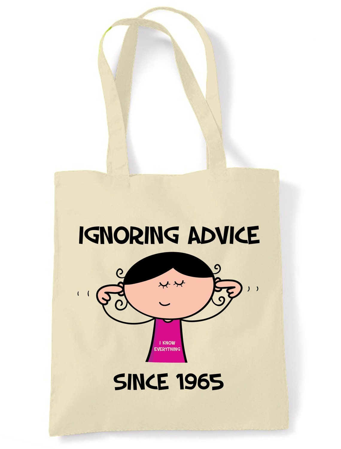 Ignoring Advice Since 1965 60th Birthday Tote Bag, Personalized Tote Bag
