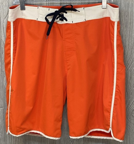 Kavu Men’s Board Shorts Orange Pockets Flat Front Swim Shorts Size Medium - Picture 3 of 7