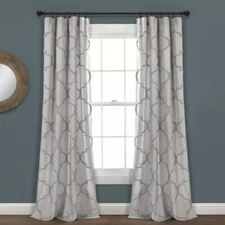Lush Decor 84"x40" Chenille Trellis Window Curtain Panel Pair - Light Gray