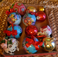 12 Christmas Ornaments, 4 Winnie the Pooh  Friends, 1 Homemade, 7 Variety