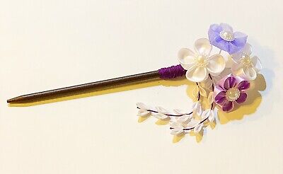 Japanese Kanzashi HairStick Made With Ribbon Fabric And Wooden Stick