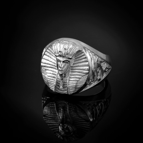 10K Yellow Gold Tutankhamun Egyptian Pharaoh King Tut Horus Ring - Picture 20 of 24