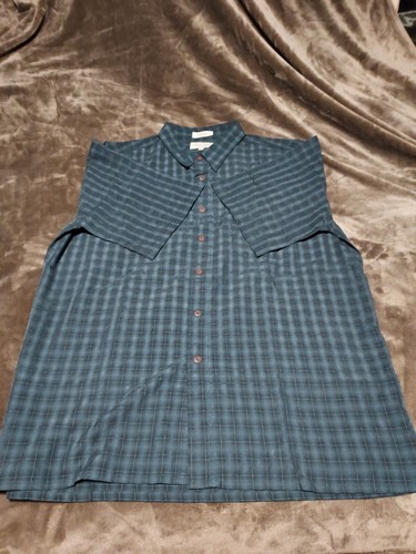 Eighty Eight Men's Shirt Blue Plaid Short Sleeve Button Down Pockets Size XXL