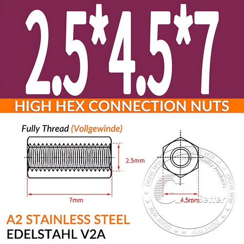 HIGH HEX CONNECTION NUTS HEXAGON CONNECTOR ROD BAR STUD LONG NUT M2 M3 M4 - M24 - Picture 22 of 197