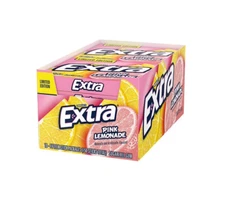 Extra Gum Pink Lemonade Sugar free Chewing Gum, 15 pieces (Pack of 10)