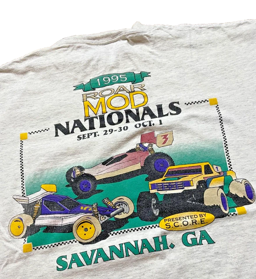 Vintage 1990s Roar Mod Nationals Savannah GA SCORE RC R/C Car Racing T-Shirt XL - Image 2 of 4