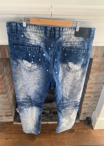NWOT Mens Victorious Denim Jeans Factory Distressed & Paint Splatter size 40x32 - Picture 5 of 7