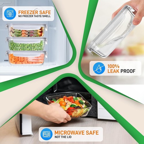 Contenitori in vetro borosilicato 5 x 30 oz con coperchi di tenuta - essenziali per la preparazione dei pasti - Foto 5 di 9