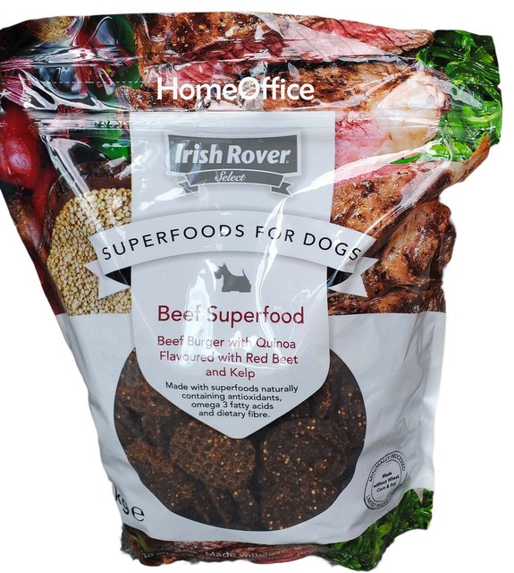 3x Irish Rover Superfoods Dogs Food Meat Treats Beef Burger Quinoa Beet Kelp 1kg for sale online