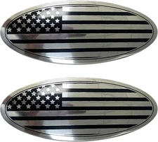 9.5'' Chrome USA Flag Aluminum Front Grille Tailgate Badge Trim Fits 15-21 F-150