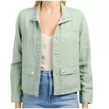 Christian Siriano | Light Sage Green Linen Blend Utility Shacket Size L Large