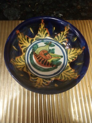 Dalores Agasto Vintage Handpainted Mexican Pottery fruit Plate 