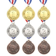 9 Pcs 2 Inch Award Metals Winner Award Medals 1st 2nd 3rd Prize with Neck Ribbon