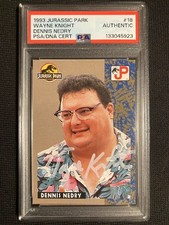 1993 TOPPS JURASSIC PARK DENNIS NEDRY WAYNE KNIGHT SHAVING CREAM! SIGNED RC CARD