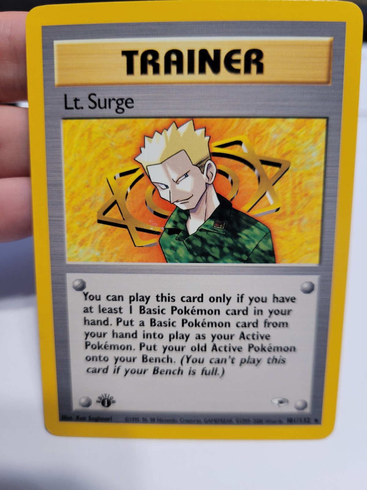 1st Edition LT Surge Trainer 101 Non Holo Gym Heroes  Pokemon TCG Nm